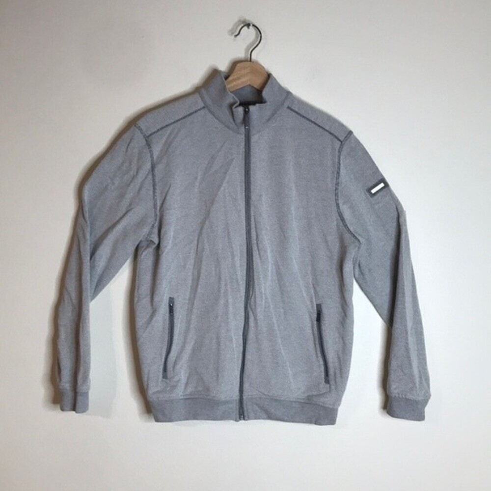 Bugatti mens grey lightweight cotton pique full zip cardigan jacket size large